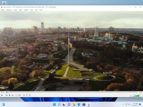 VLC 3.0 在 Windows 11 上播放视频的界面截图